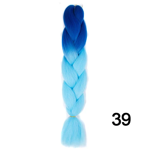 Шелковистые пряди, 24 дюйма, 100 г, Омбре, синтетические плетеные волосы для наращивания, для вязания крючком, косички, огромные косички, два тона, Омбре, цвет - Цвет: 39