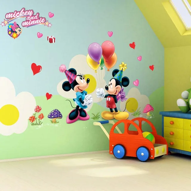 Us 3 13 5 Off 3d Lovely Mickey Mouse Minnie Mouse Decoration Cartoon Cute Glass Wall Stickers For Kids Rooms Home Decal Decoration Kindergart In