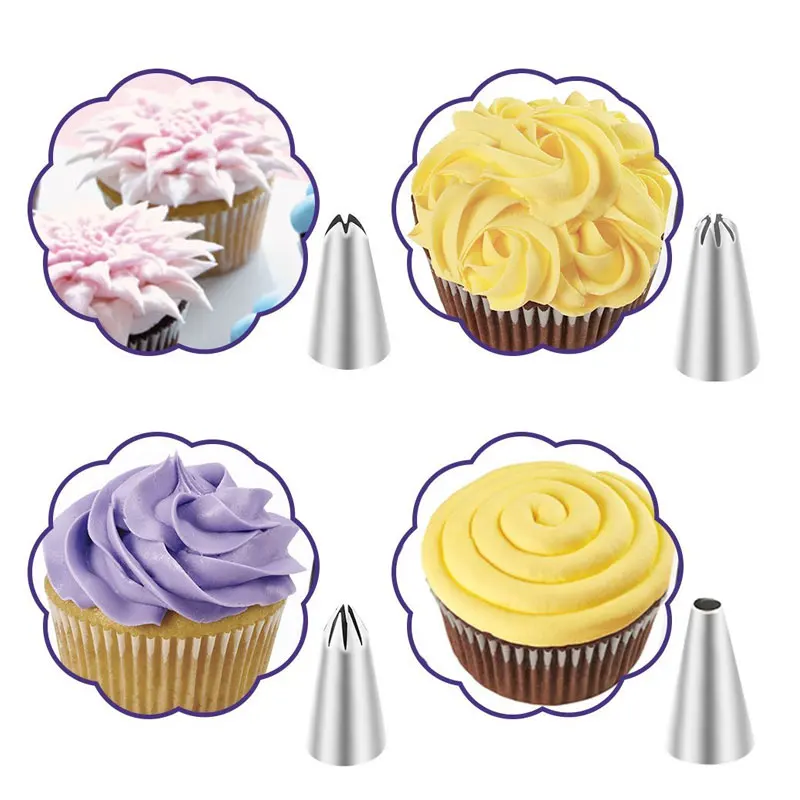 

Dessert Decorators Silicone Icing Piping Cream Pastry Bag+48 Stainless Steel Nozzle Set DIY Cake Decorating Tips