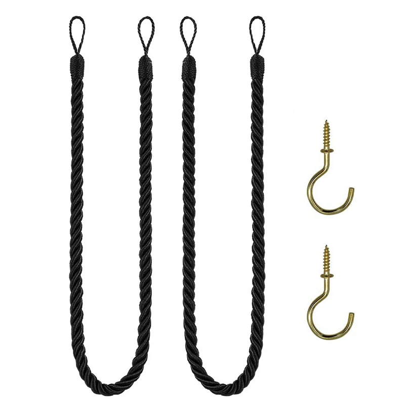 

1 PC Rope Tie Backs for Window Curtain Handmade Knitting Buckle Cord Drapery Holdbacks Satin Drape Curtain Tiebacks