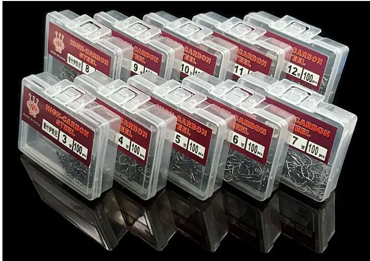 

3#-12# hooks Free shipping fishing hooks 100pcs fishing hook high carbon steel Barbed Hook
