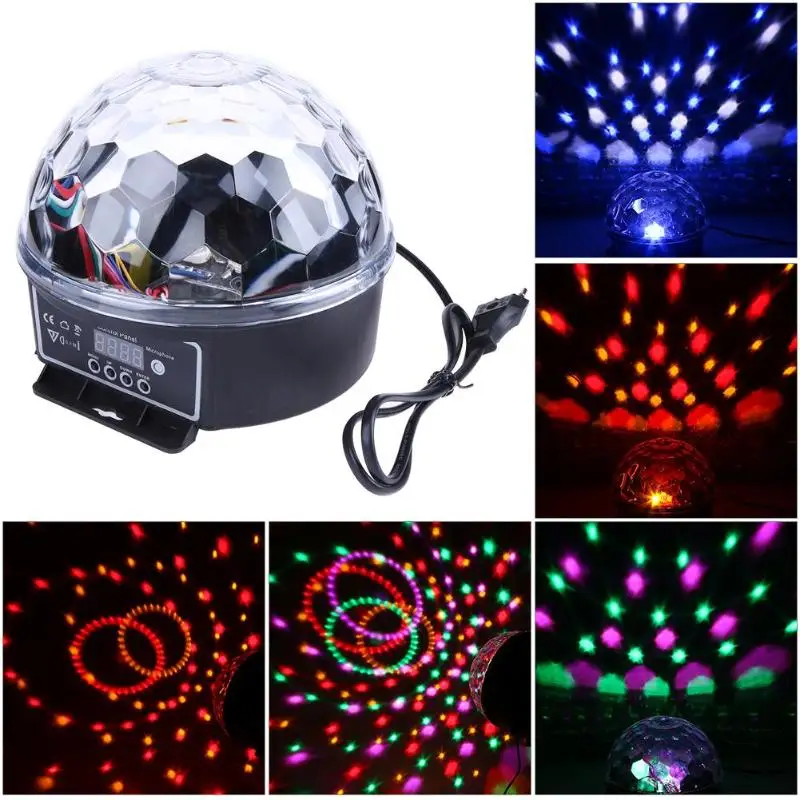 

Crystal Magic Ball Led Stage Lamp Sound Control Modes 6 Colors 15W Stage Lighting Disco Laser Light Party Lights Lumiere Laser
