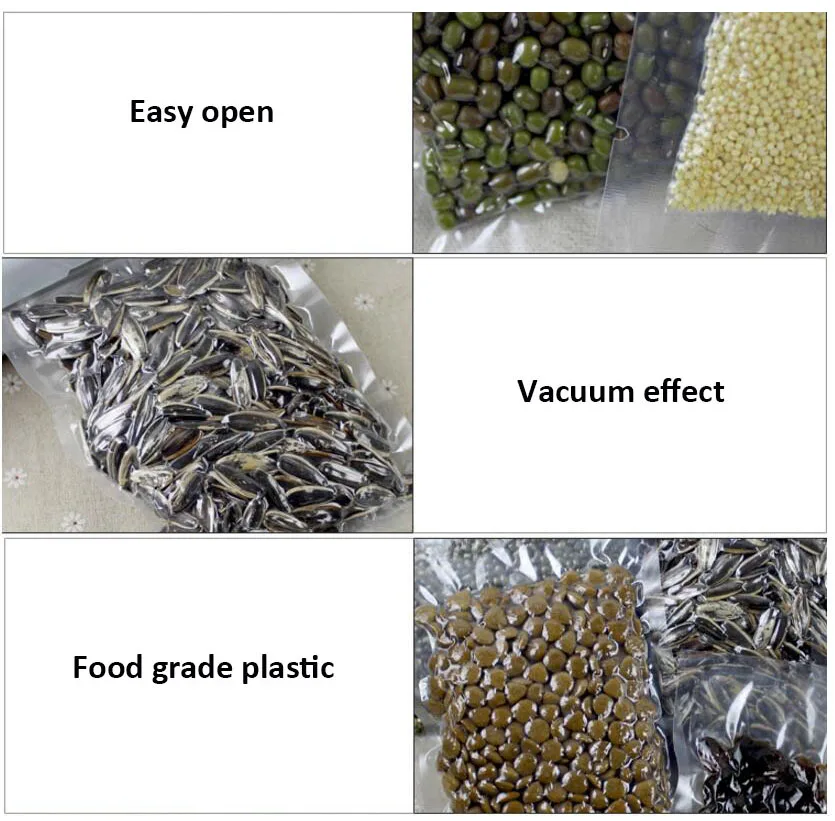 100 шт вакуумный упаковщик пищевых пакетов, Открытый верх толстые пластиковые пакеты для хранения морозильника, прозрачные вакуумные пакеты для еды мясо, фасоль