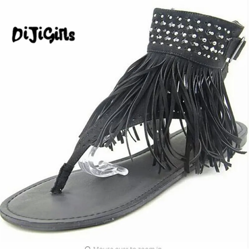 2017 Summer Women Bohemian Sandals Flats With Tassels Casual Summer Shoes Woman Flip Flop Slipper Beach