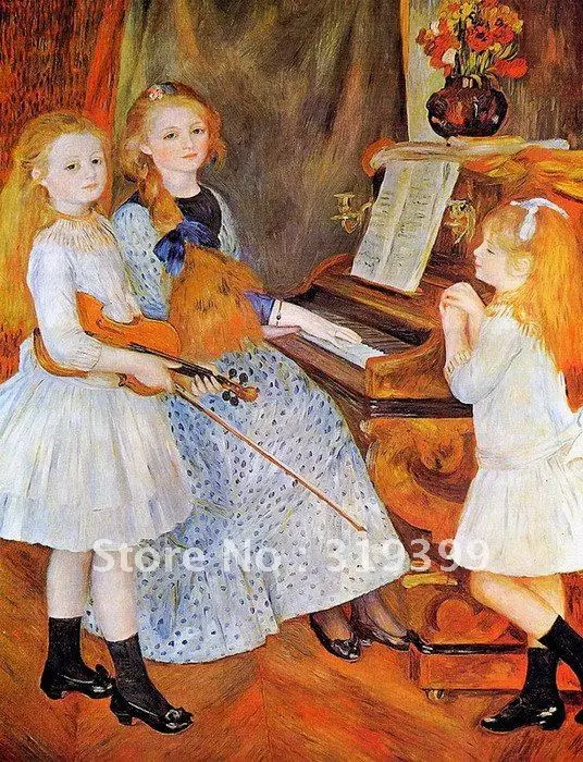 

Oil Painting reproduction on linen canvas,daughters of catulle mendes by pierre auguste renoir ,Free DHL Shipping,100% handmade