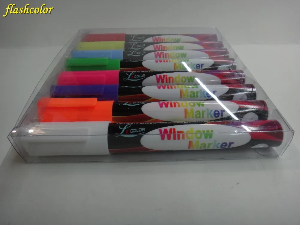 

Flashcolor 80pcs/lot 6mm Highlighter Fluorescent Liquid Chalk Marker Pen for LED Writing Board