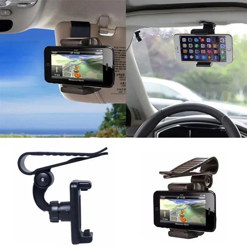 Sun Visor Mount Portable Adjustable Navigation 360 Degree Rotatable