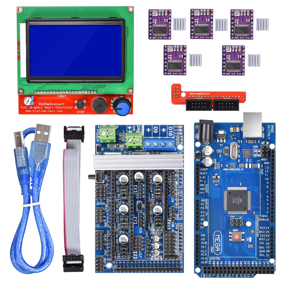 Ramps 1,6 3d контроллер принтера материнская плата Ramps 1,5 Ramps 1,4 RepRap+ Mega 2560 R3+ 12864 ЖК-дисплей+ TMC2130/DRV8825