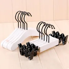 20 Pcs White Antique Wooden Suits Hanger for Baby Kids, Sepia Polished make the old Style Clothes Pants Hanger with Black Hook