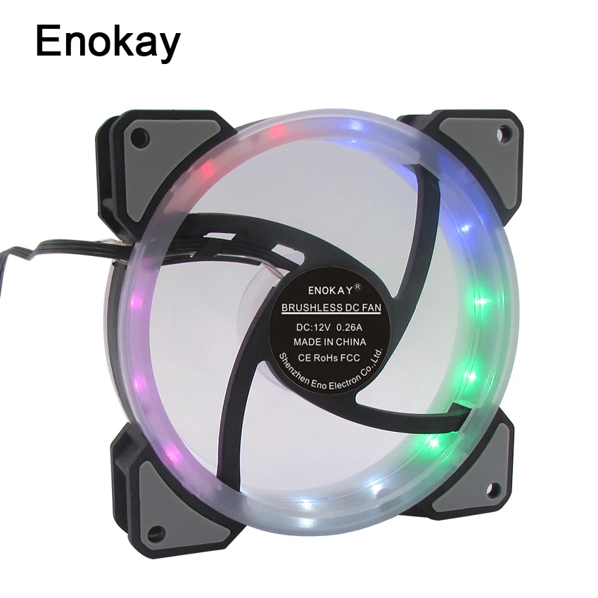 Enokay 3 контактный 12025 RGB светодиодный вентилятор постоянного тока 120 мм 120х25