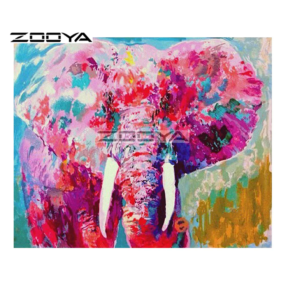 ZOOYA 5D DIY Алмазная вышивка красочный слон акварель животные алмазная живопись