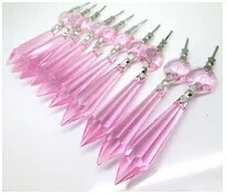 

10pcs/lot 63mm PINK CRYSTAL GLASS SPEAR SWORD LAMP CHANDELIER PRISM & WEDDING PARTY HOTEL DECORATION
