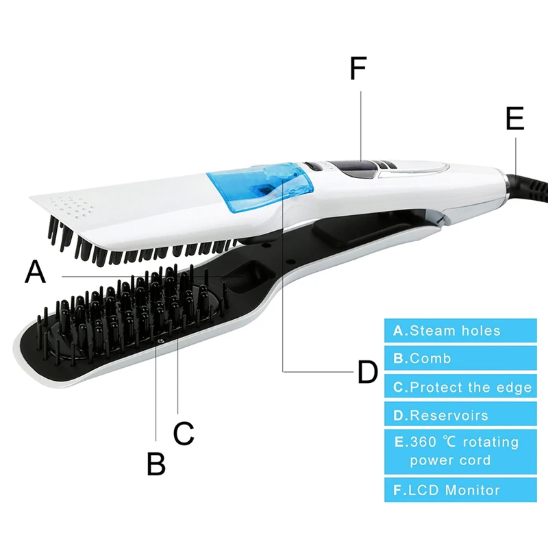 Профессиональный Выпрямитель для волос щетка быстро нагреваемый волос расческа-выпрямитель паровой Утюг выпрямления пара ЖК-дисплей Экран утюжок для волос