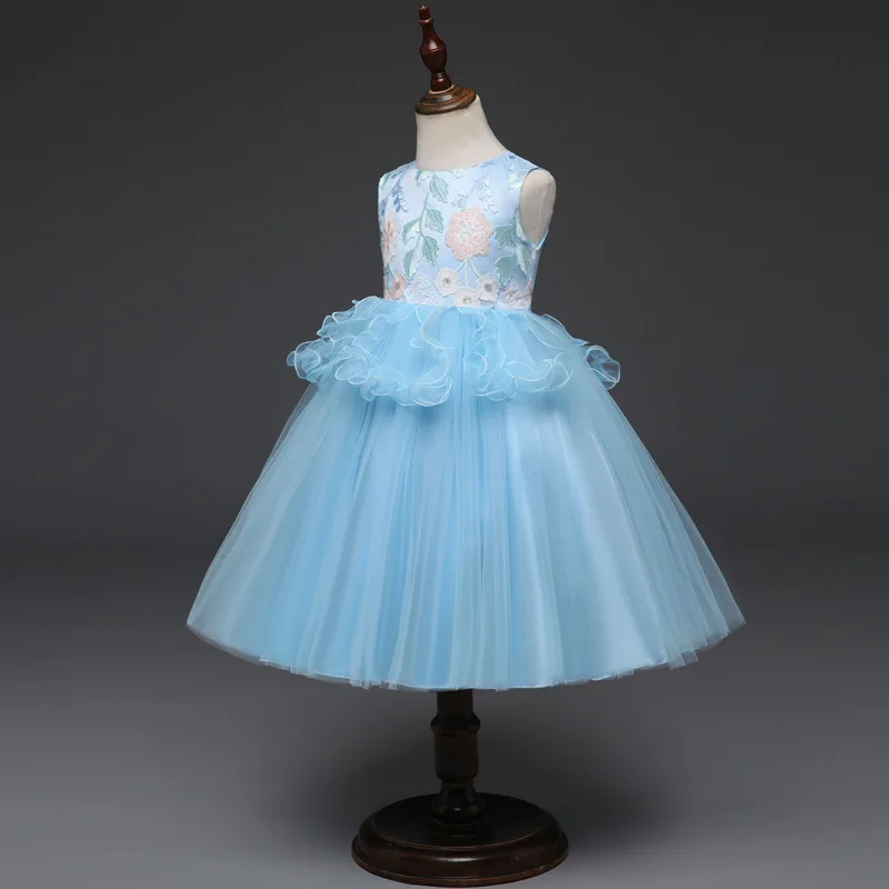 2018 Elegant Flower Girl Evening Dress Princess Party And Wedding Embroidery Kids Dresses For Girls Cute Tulle Children Costumes (5)