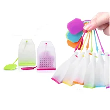 Еда-grade силиконовые чайные пакетики Цвет Фул Стиль чайное ситечко травяной чай для заварки фильтры Ароматические Чай инструменты случайных цветов B193