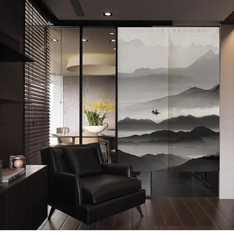 cortina de porta japonesa cortina chinesa de tinta japonesa para decoração de casa restaurante noren para cozinha quarto