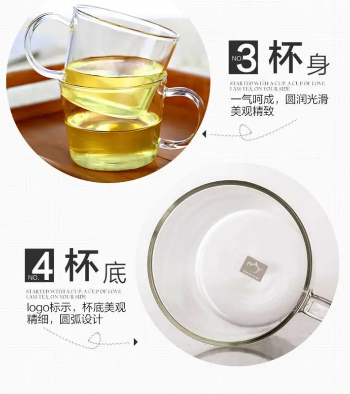 2 шт Кунг-фу чайная силиконовая чашка, стеклянная чашка ручной работы, прозрачная кружка для питья