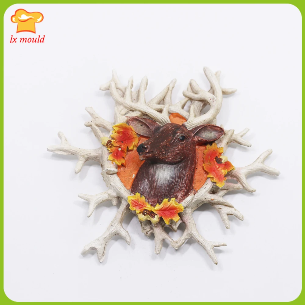 

LXYY MOULD exclusive! Christmas Elk Christmas Branch Fondant Cake Biscuits Decorative Mould Christmas Flower Silicone Mould