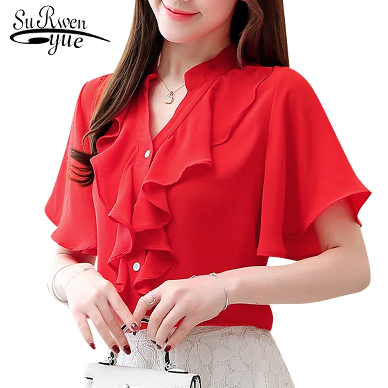 womens tops and blouses blusas mujer de moda 2019 women blouses short sleeve V-neck white chiffon blouse women shirts 3780 50 womens tops and blouses blusas mujer de moda 2019 women blouses short sleeve V-neck white chiffon blouse women shirts 3780 50