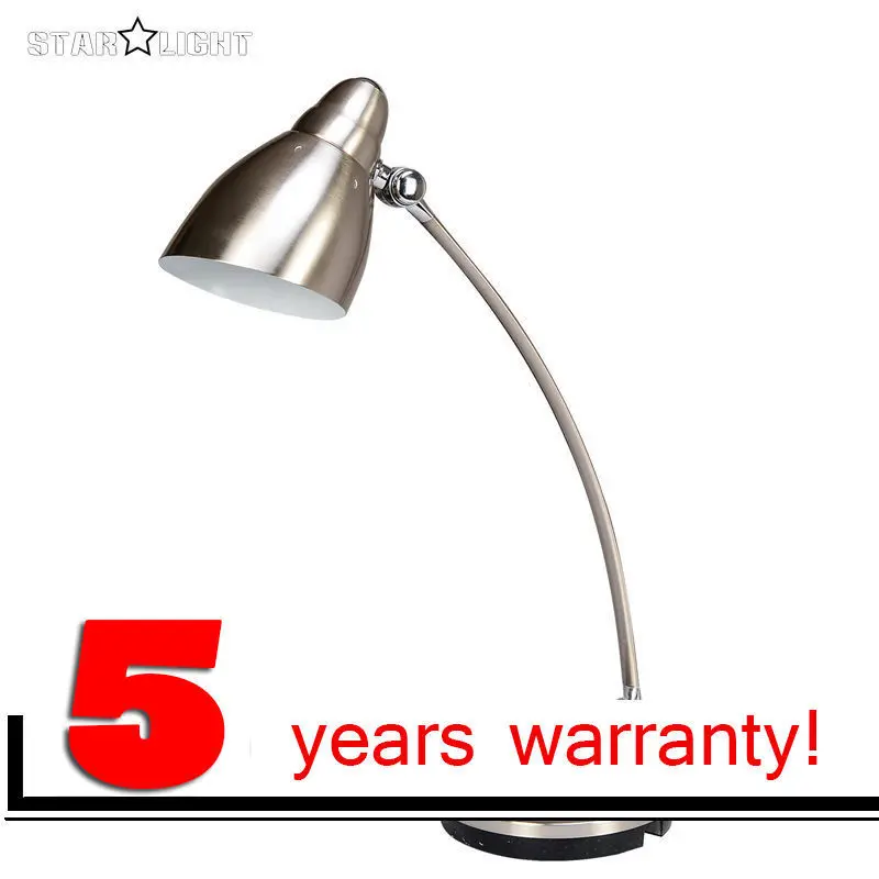 

Machinery Matte brushed Silver decorative office desk light bedroom lamp E27 LED source flexible metal plating bronze table lamp