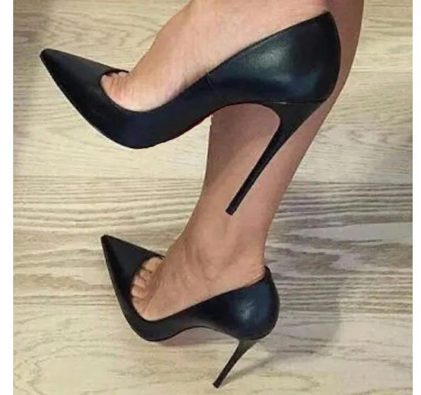 leather high heel pumps