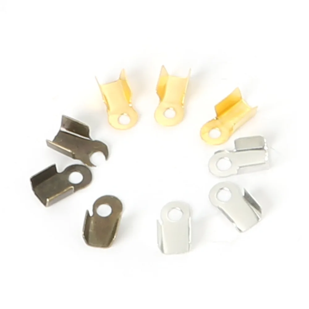 300 1000pcs Metal End Caps Clasps For Leather Cord Gold Silver 300 1000pcs Metal End Caps Clasps For Leather Cord Gold Silver Ropes Buckle Bead Crimp Connectors Jewelry Findings Diy In