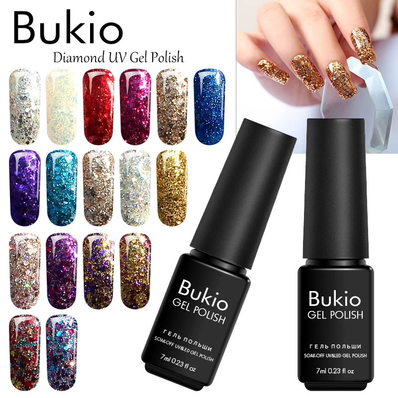 

Bukio Nails Accessories Semi Permanent Enamels Diamond Nail Gel Lacquer Set Gel Paints Glitter Gel Polish Nail Art