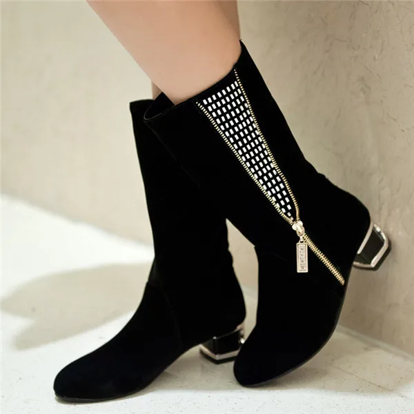 

2015  new winter british style solid glitter mid-calf women boots wedges heel boots comfortable and breathess women boot E3613
