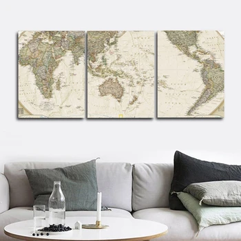 

European Retro Map Wall Pictures Poster Print Canvas Painting Calligraphy Decor for Living Room Bedroom Home Decor Frameless