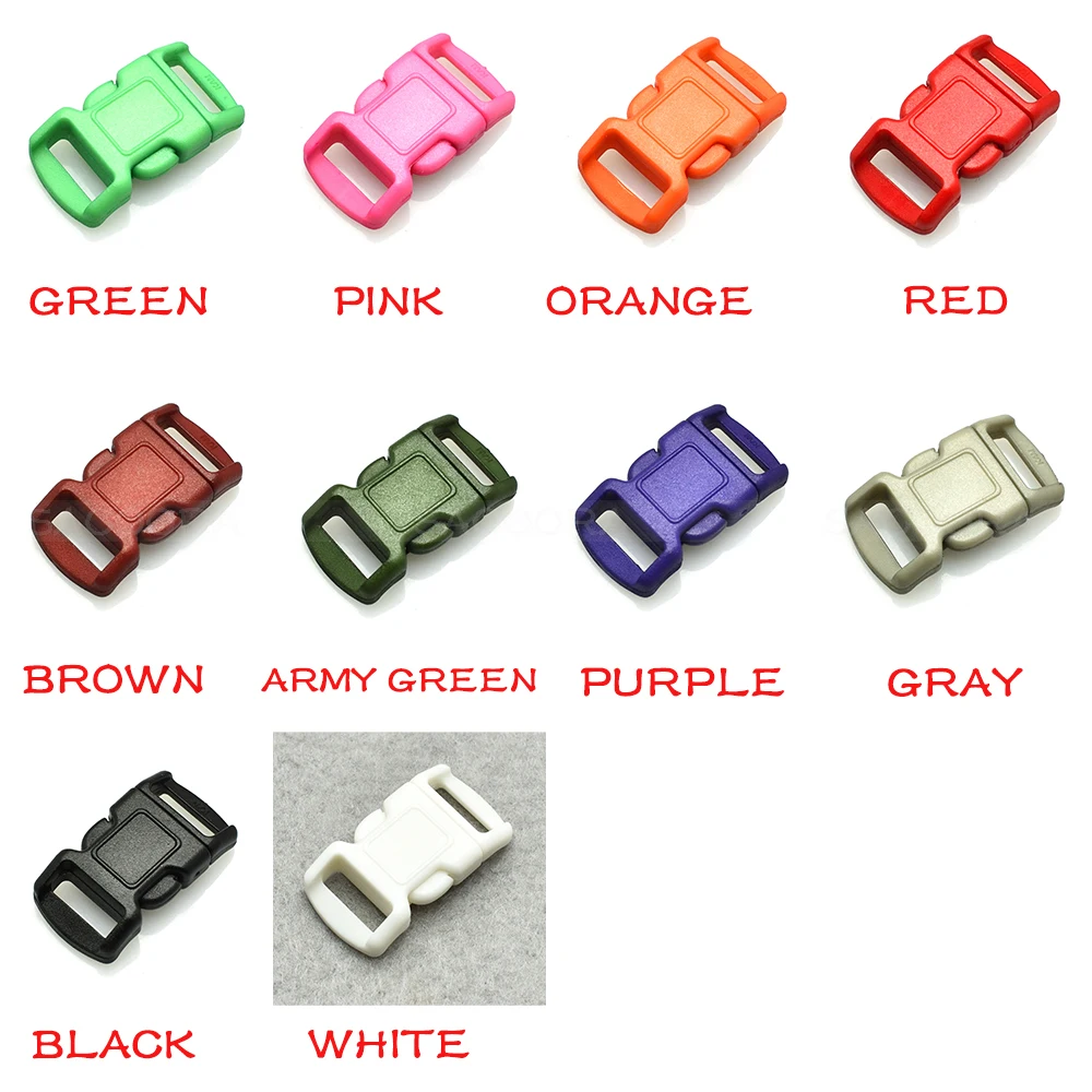 

11pcs 3/8"(11mm) Colorful Contoured Side Release Buckles for paracord Bracelets/Backpack
