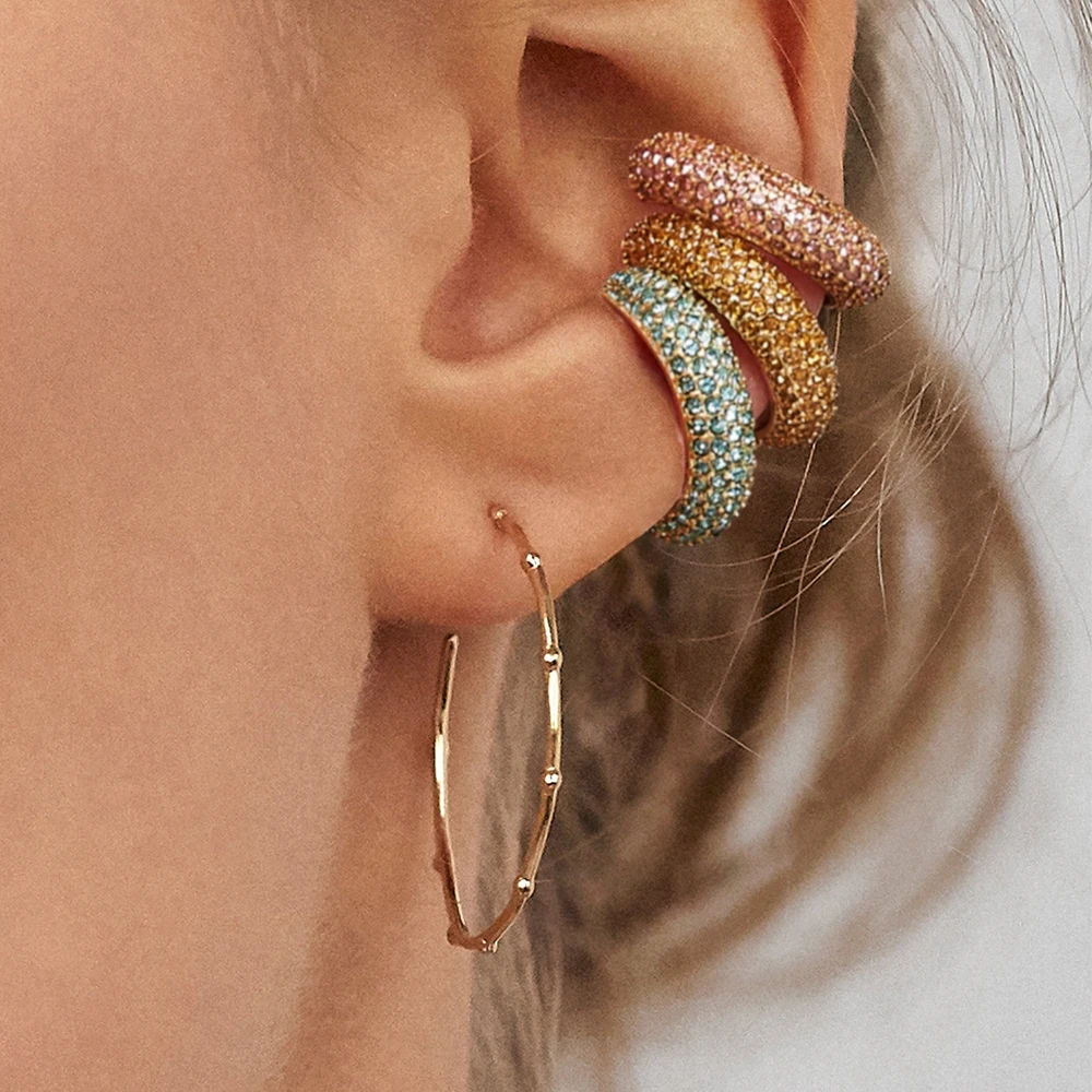 

New Design Charm CZ Stone Ear Cuff Set Earring For Women Bohemia C-Shape No Pierced Clip earring Girls Brincos Jewelry 2019