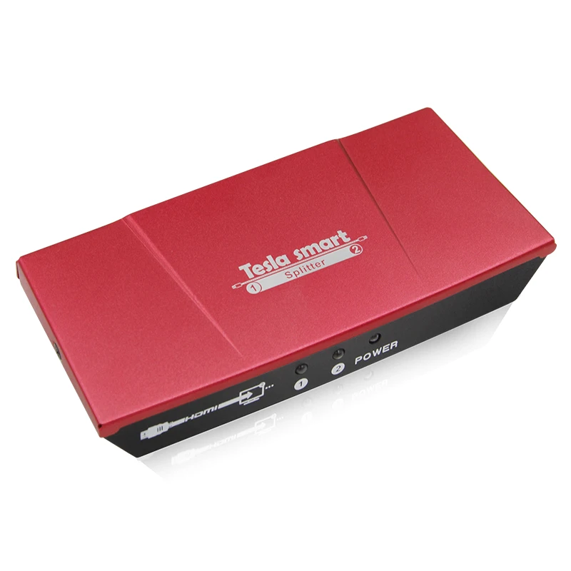 Tesla smart Mini 2 порта HDMI 1x2 сплиттер усилителя двойной дисплей с full HD 4 K, 1080 P, 3D, HDCP, глубокий цвет, красный