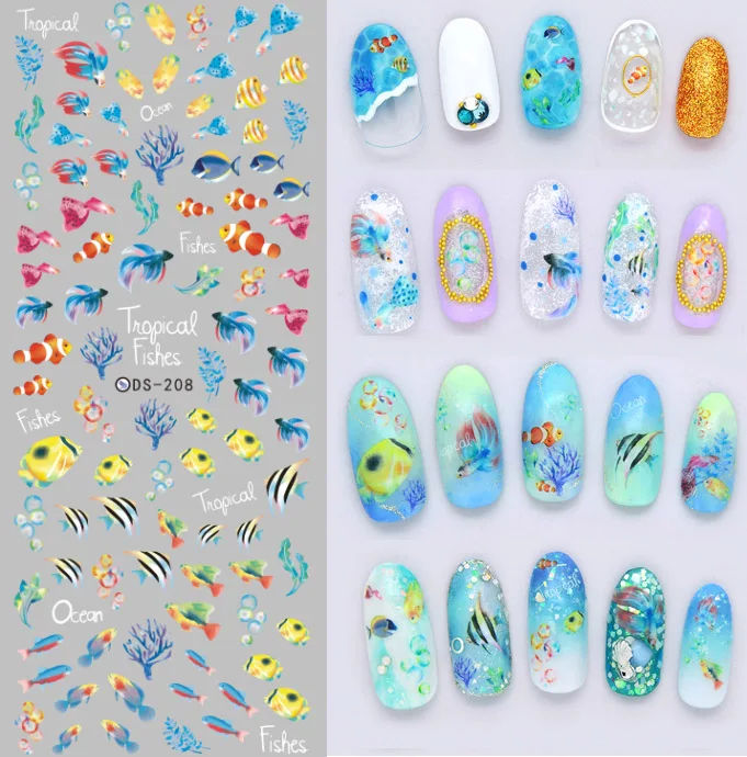 

Seafood Designs ! Nails Art Manicure Water Decasls Decoration Water Transfer Stickers For Nails Tips Beauty