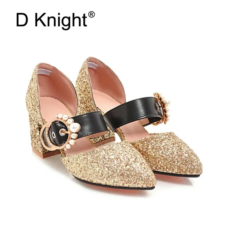 Silver Sequins Women Party Shoes Princess High Heels 2018 Spring Summer Bling Pumps Sexy Pointed Toe Gold Women Wedding Shoes (16)