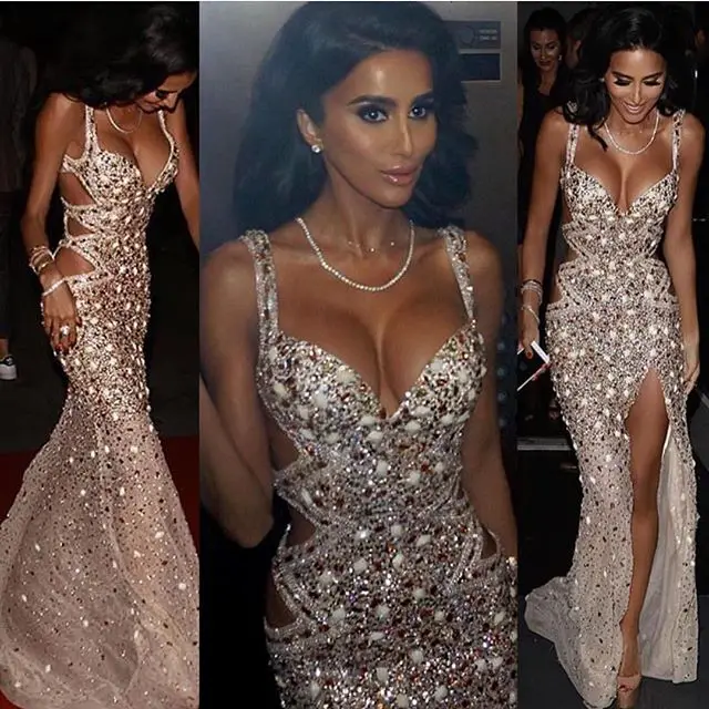 crystal mermaid prom dress