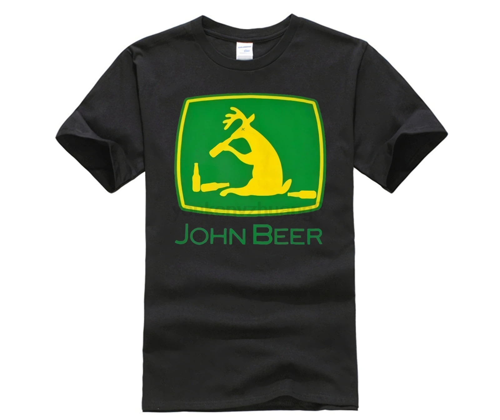 

HOT deals Simple Splicing T-Shirt John Beer John Deer Funny Logo T-Shirt Size S-3XL Crew Neck
