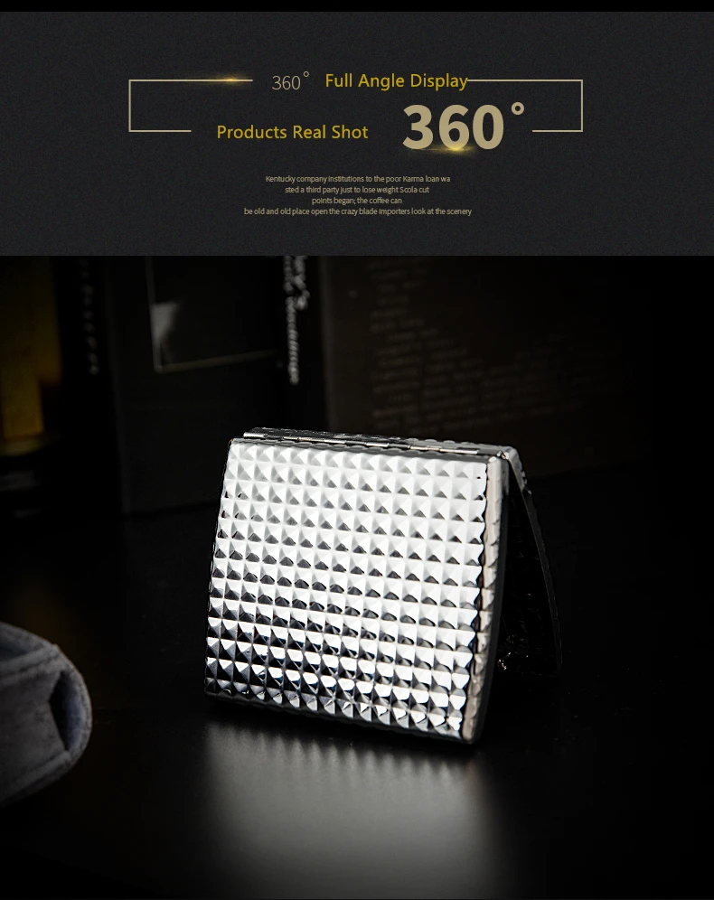 Bright Chrome Irregular Embossed Version 20 Pcs High-end Stainless Steel Boutique Cigarette Case Box KUBOY Slim Gift