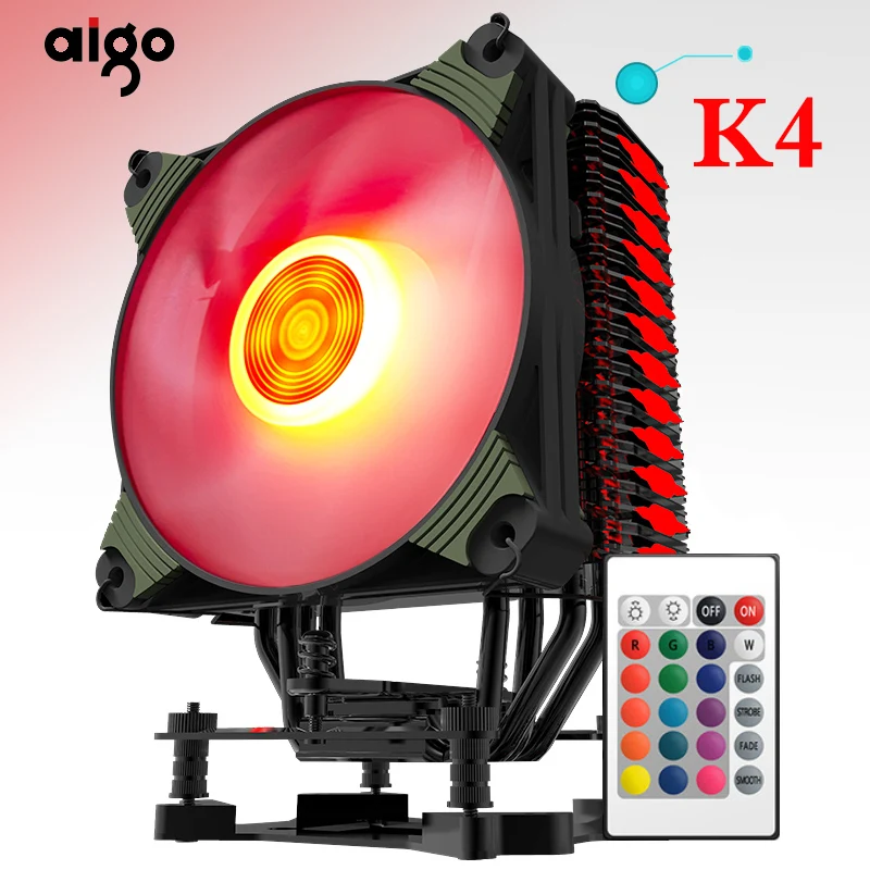 Aigo K4 RGB Led مروحة تبريد لوحدة المعالجة الرئيسية خافضات المبرد 120 مللي متر الصامت PC التبريد مروحة عالية الجودة إنتل AMD 12 V وحدة المعالجة المركزية ...