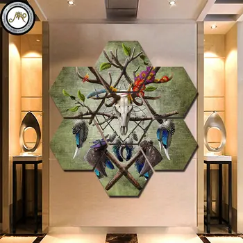 

Skull by Sunima Art 7 pieces hexagon Halloween Bone Wall Art Picture Home Decor Canvas Print painting for living room