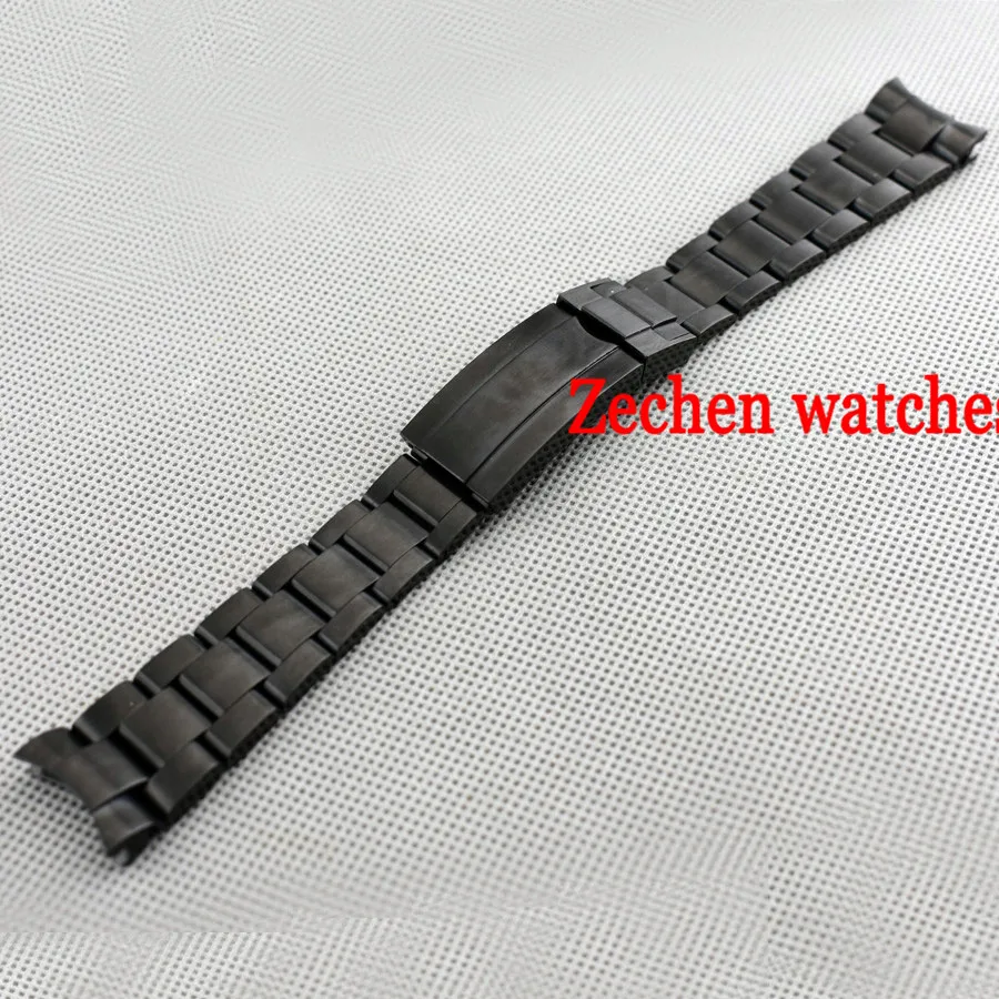 

20mm 316L Solid stainless steel bracelet watch strap Black watch bands