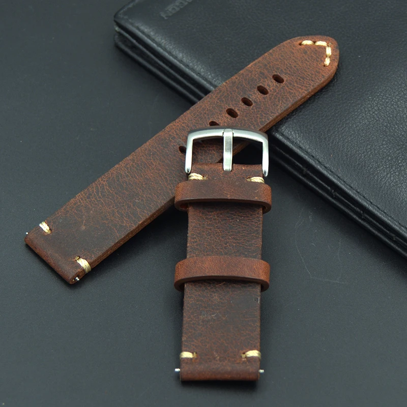Ретро Натуральная кожа 18 19 20 21 22 мм мужские отличные часы ремешок для Seiko Mido для Omega fossil ремень браслет Ремешки для наручных часов