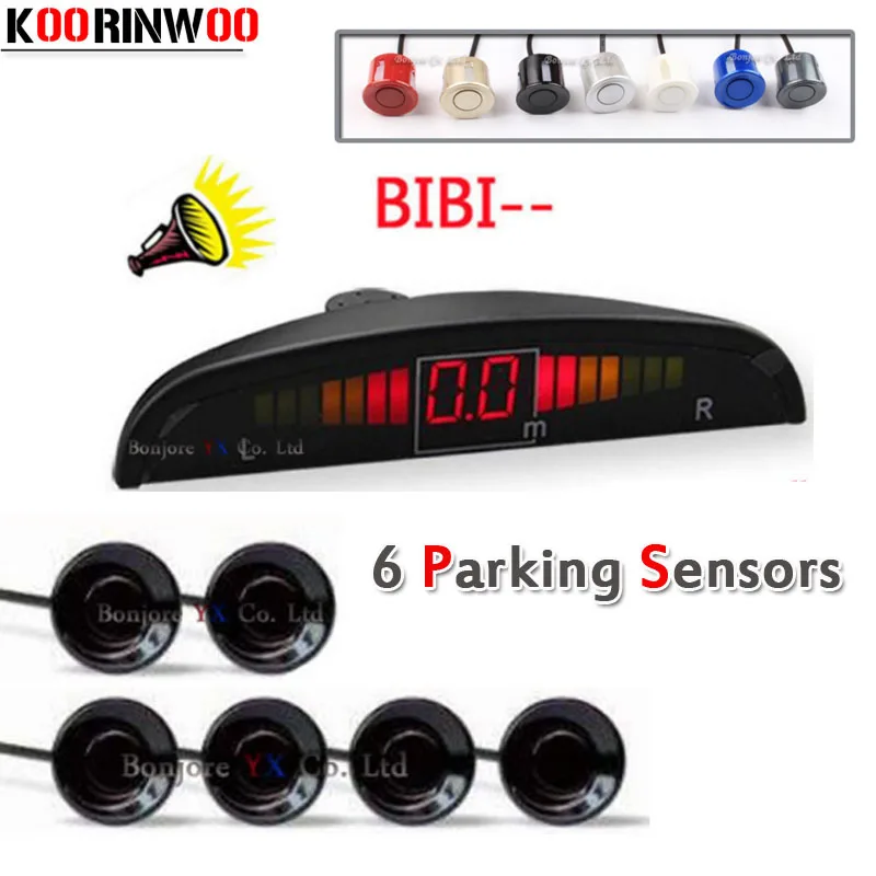 Koorinwoo Parktronic Car parking Sensor 6 Front and back Buzzer Alert Radars Monitor LCD Automobiles Parking System For Safe Koorinwoo Parktronic Car parking Sensor 6 Front and back Buzzer Alert Radars Monitor LCD Automobiles Parking System For Safe