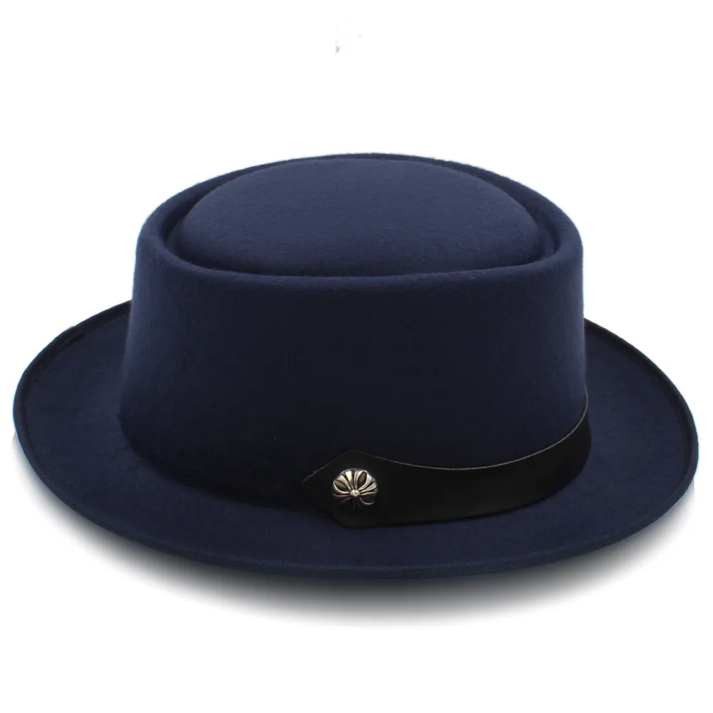 Шляпа для папы со свининой мужчин и женщин шерсть осенняя плоская Fedora шляпа