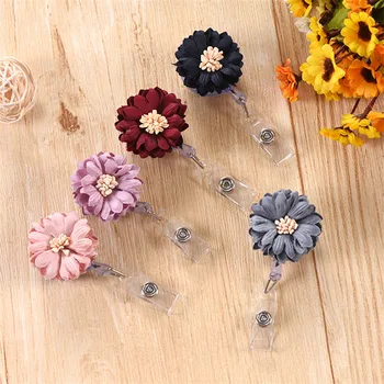 

Hot Sales 1 Piece Retractable Nurse Badge Reel Clip Elegant Flowers Series Students IC ID Card Name Card Badge Holder