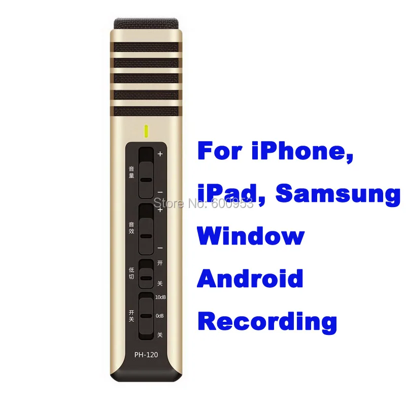 

Golden Pro Handheld Microphone For iPhone ios Android Windows Computer smartphone Mobile Phone Portable Recording Sing
