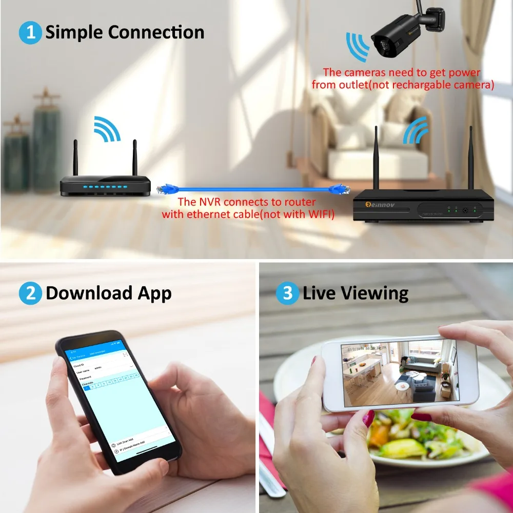 Einnov 8CH 1080P Wireless Telecamera di Sicurezza Cctv Sistema Wifi Video Telecamere di Sorveglianz