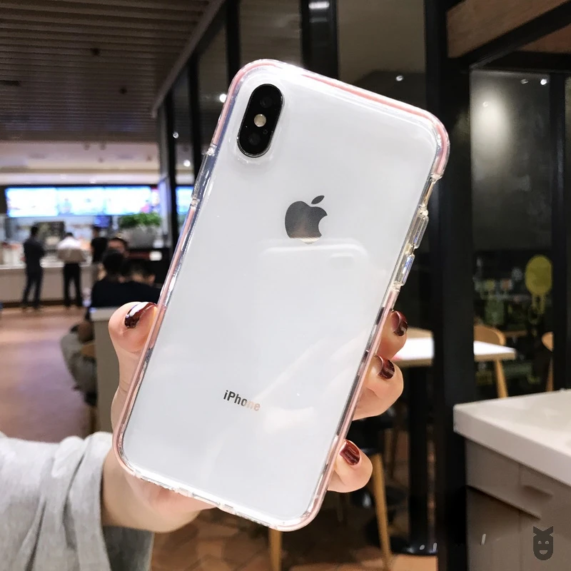 Цветной прозрачный чехол для iPhone X, XR, XS, 11 Pro MAX, 7, 8, 6s, 6 Plus, прозрачный двухслойный Мягкий ТПУ силиконовый чехол