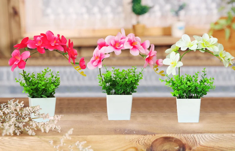 Flone Multiple Styles Artificial Cheap Butterfly Orchid Flower Bonsai Plant Fake Flowers Wedding Home Bedroom Garden Decoration (1)