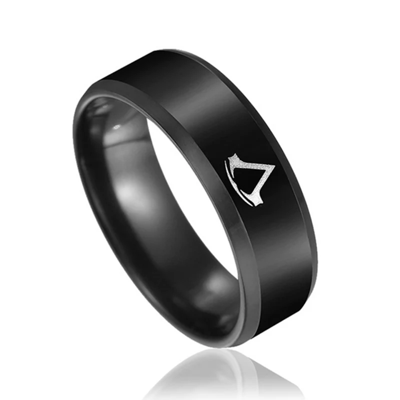 

punk kpop accessories stainless steel wedding rings for men assassins creed finger male mood vintage antique titanium ring black