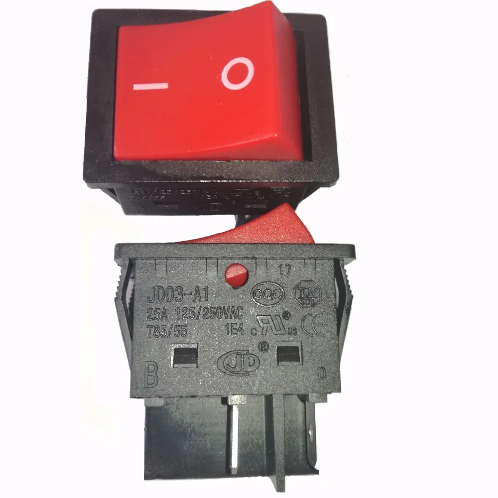 6 Pcs 4 Pins 25A 125/250V Large Current Rocker Power Switches ON OFF Push Button Switch for Inverter Welding Machine JD03-A1 TUV |